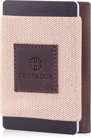 TRUSADOR Rimini Unisex Minimalist Small Leather Wallet Elastic Thread Credit Card Holder (Brown Vintage)