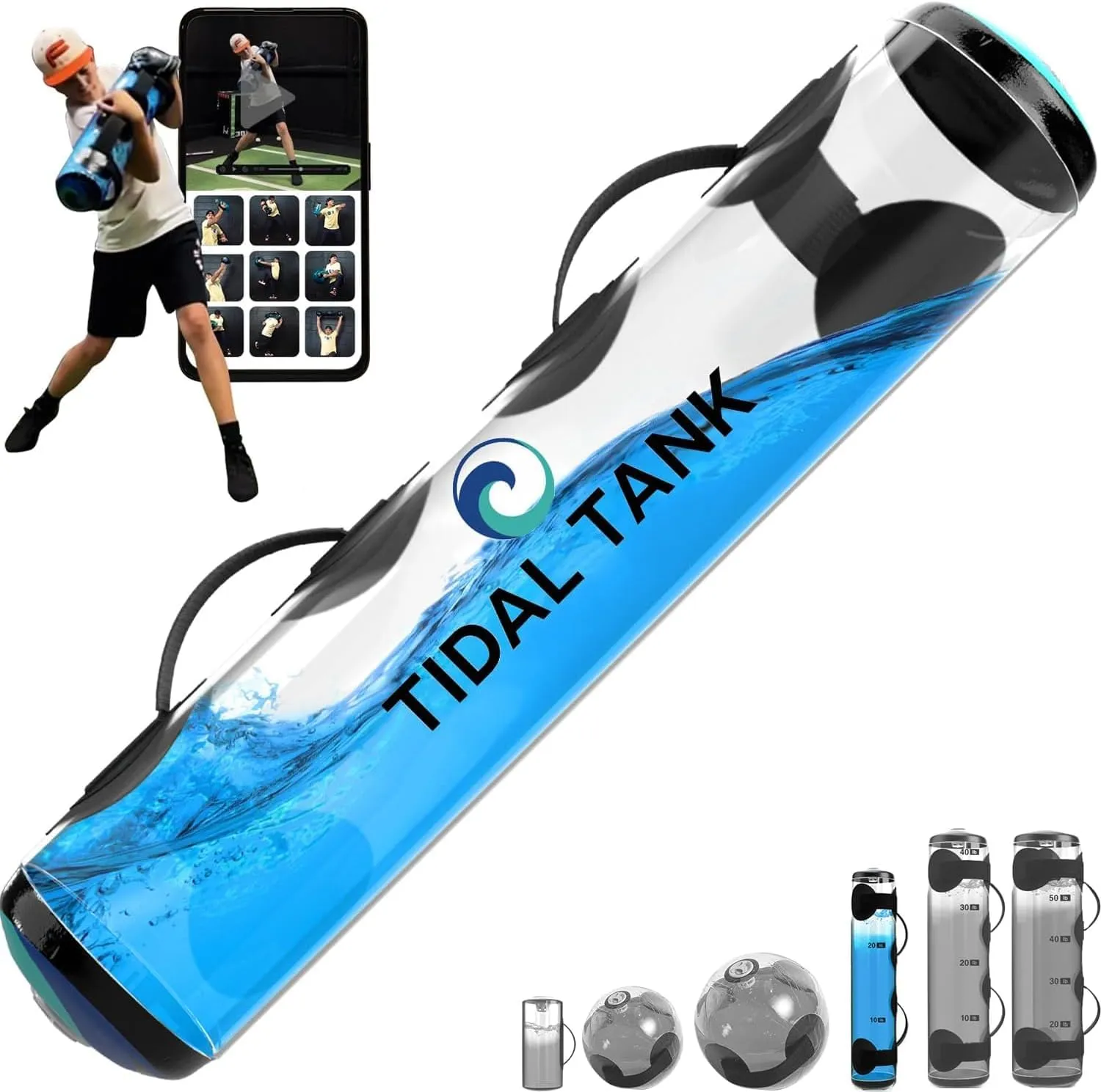 Tube - The Original Aqua Bag - Water Weight Bag 70 lbs - Adjustable Workout Sand Bags Weights Alternative - Portable Sandbag Fitness Equipment Set for Home Exercise Gym- Including App Videos