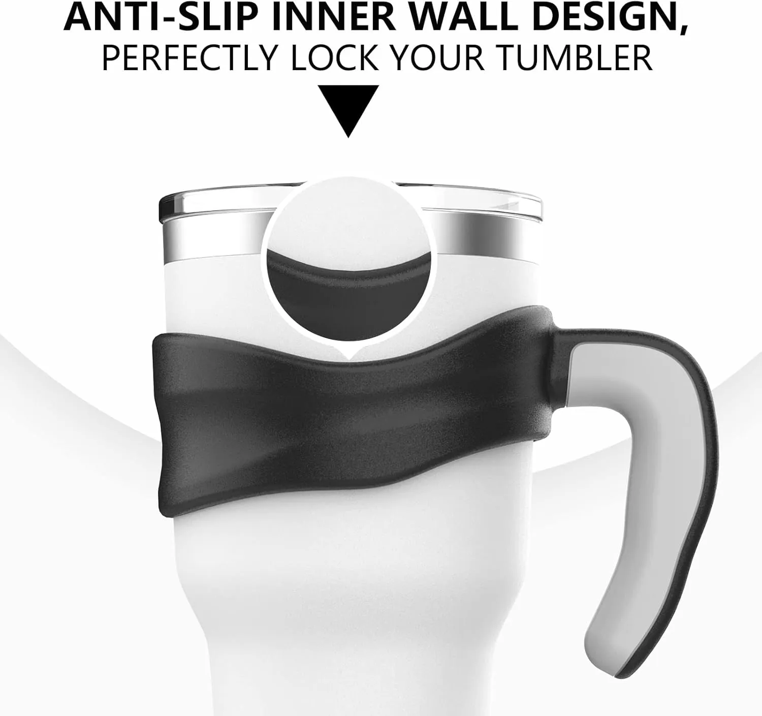 Tumbler Handle Fits for 30 OZ YETI Rambler,Rtic Mug-Previously Design,Sic,OZARK TRAIL & More Tumbler Travel Mug | BPA FREE（Handle Only） (Black)