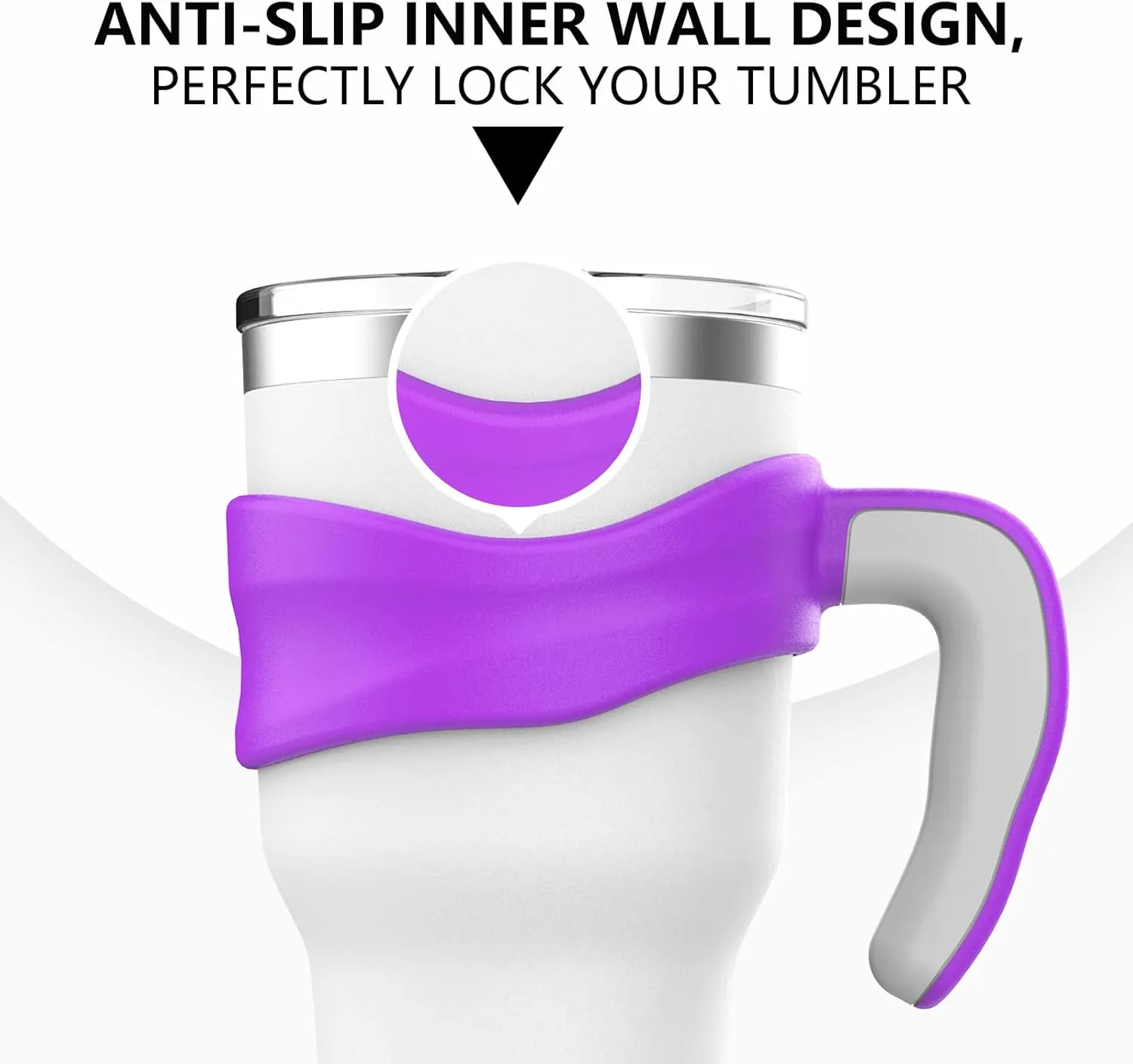 Tumbler Handle Fits for 30 OZ YETI Rambler,Rtic Mug-Previously Design,Sic,OZARK TRAIL & More Tumbler Travel Mug | BPA FREE（Handle Only） (Purple)