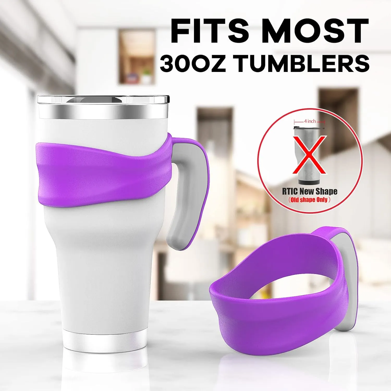 Tumbler Handle Fits for 30 OZ YETI Rambler,Rtic Mug-Previously Design,Sic,OZARK TRAIL & More Tumbler Travel Mug | BPA FREE（Handle Only） (Purple)
