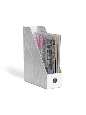 U Brands Perf Metal Magazine Holder, Modern Perforated, White
