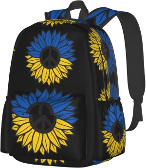Ukraine Sunflower Flag Laptop Backpack Work Travel Backpacks Business Rucksack Casual Outdoor Daypack with Adjustable Strap Bags for Sports Office Gym Hiking