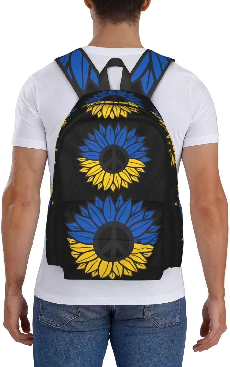 Ukraine Sunflower Flag Laptop Backpack Work Travel Backpacks Business Rucksack Casual Outdoor Daypack with Adjustable Strap Bags for Sports Office Gym Hiking