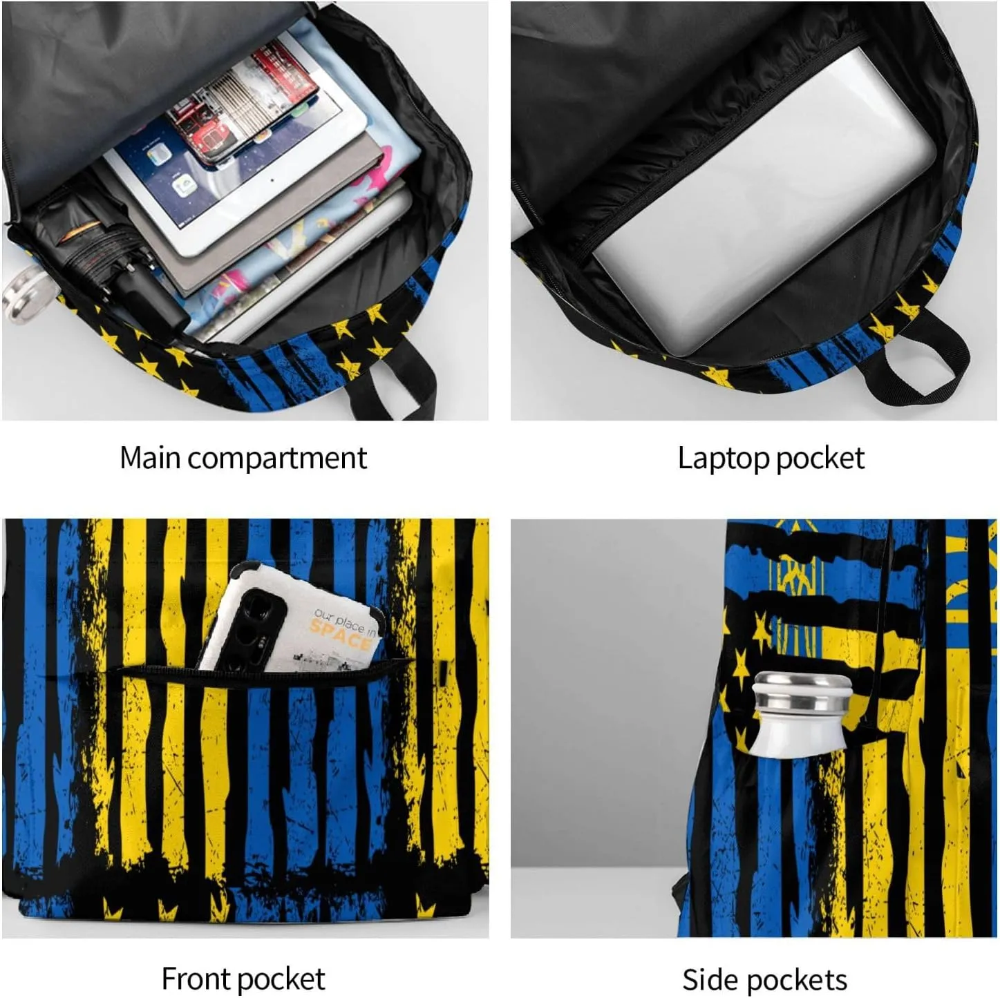 Ukrainian American Flag Ukraine Roots Laptop Backpack Work Travel Backpacks Business Rucksack Casual Outdoor Daypack with Adjustable Strap Bags for Sports Office Gym Hiking