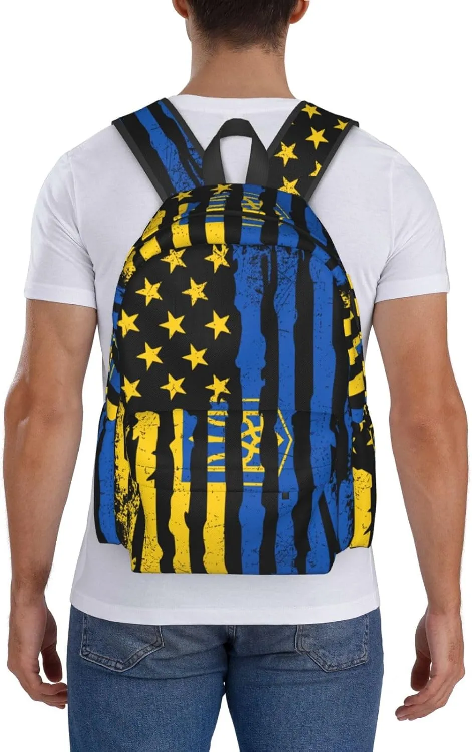 Ukrainian American Flag Ukraine Roots Laptop Backpack Work Travel Backpacks Business Rucksack Casual Outdoor Daypack with Adjustable Strap Bags for Sports Office Gym Hiking
