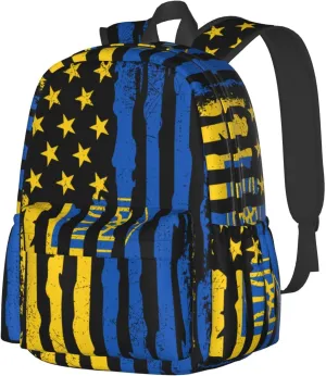 Ukrainian American Flag Ukraine Roots Laptop Backpack Work Travel Backpacks Business Rucksack Casual Outdoor Daypack with Adjustable Strap Bags for Sports Office Gym Hiking
