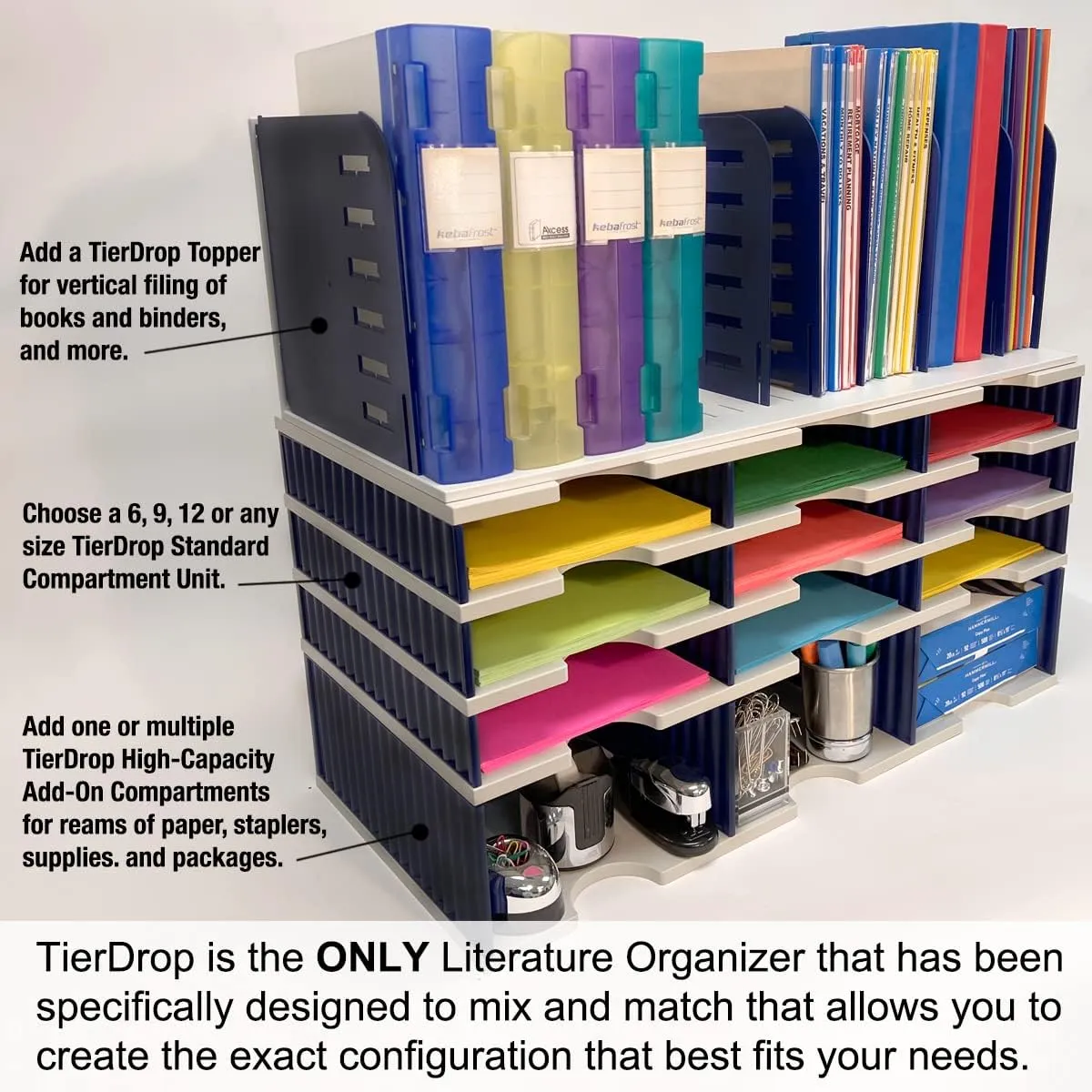 Ultimate Office TierDrop Jumbo 12-Compartment High-Wall Sorter - Sorts Documents, Forms & Mail - Durable Construction Features Expandable, Modular, No-Tool Assembly Design