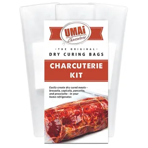 UMAi Dry Charcuterie Kit, Dry Curing Meat Kit Incl. 3 Large & 2 Small Dry Age Bags for Meat, Instacure #2 & Juniper Berries, Create Gourmet Charcuterie Boards in Your Refrigerator Over 1-6 Months