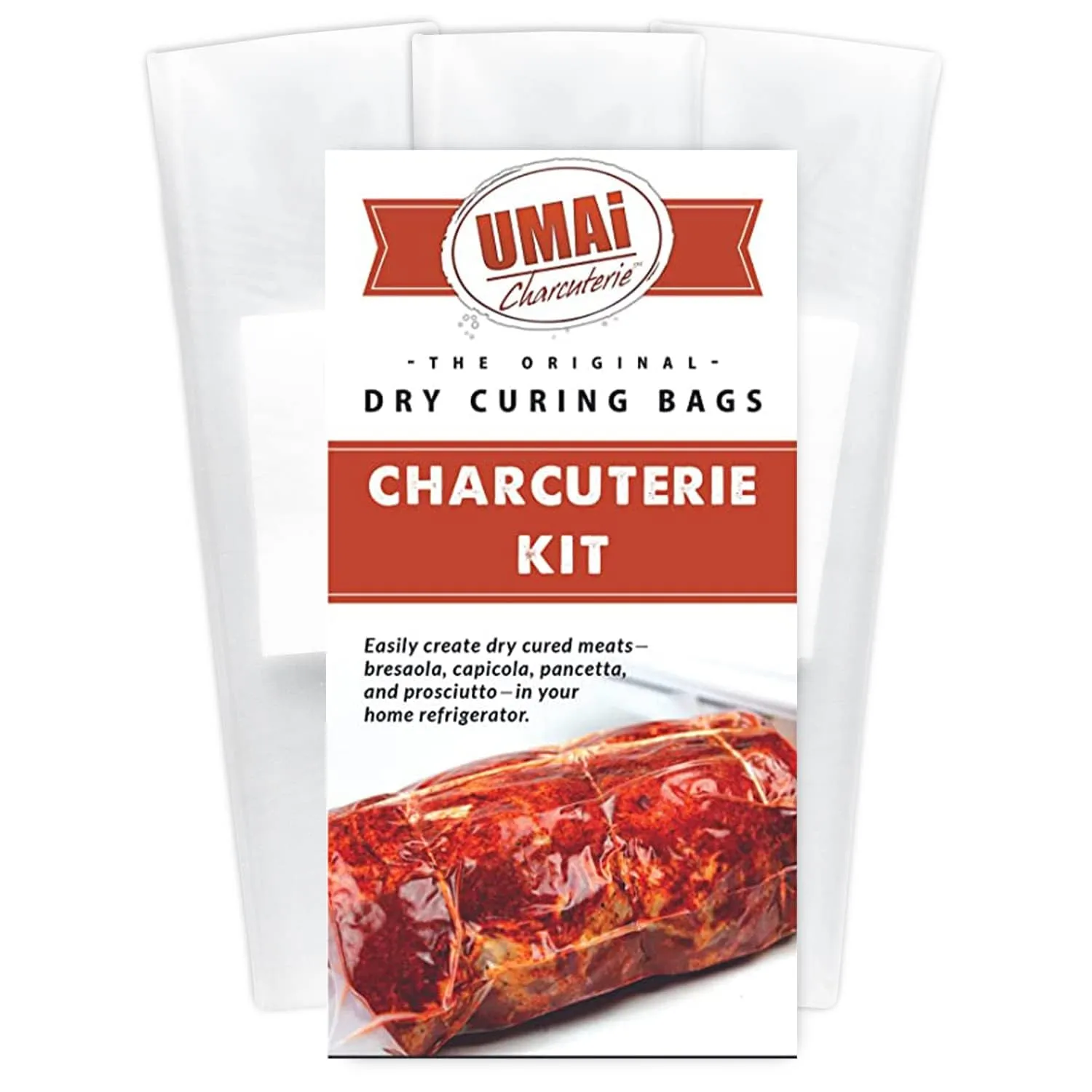 UMAi Dry Charcuterie Kit, Dry Curing Meat Kit Incl. 3 Large & 2 Small Dry Age Bags for Meat, Instacure #2 & Juniper Berries, Create Gourmet Charcuterie Boards in Your Refrigerator Over 1-6 Months