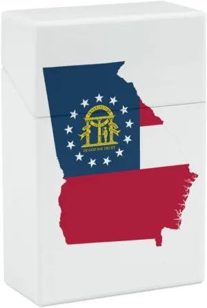 U.S.A. State Georgia Flag Map Slim Cigarette Carrying Case Plastic Pocket Smoking Box Holder for Men Women