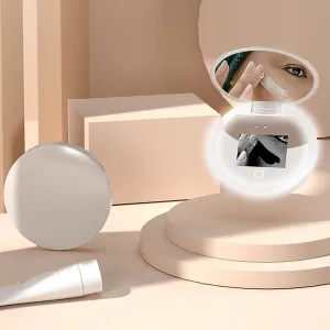 UV Mirror Travel Makeup Mirror UV Mirror Sunscreen Testing Camera with Light 2X Magnification Travel Makeup 3.5in Pocket Size L