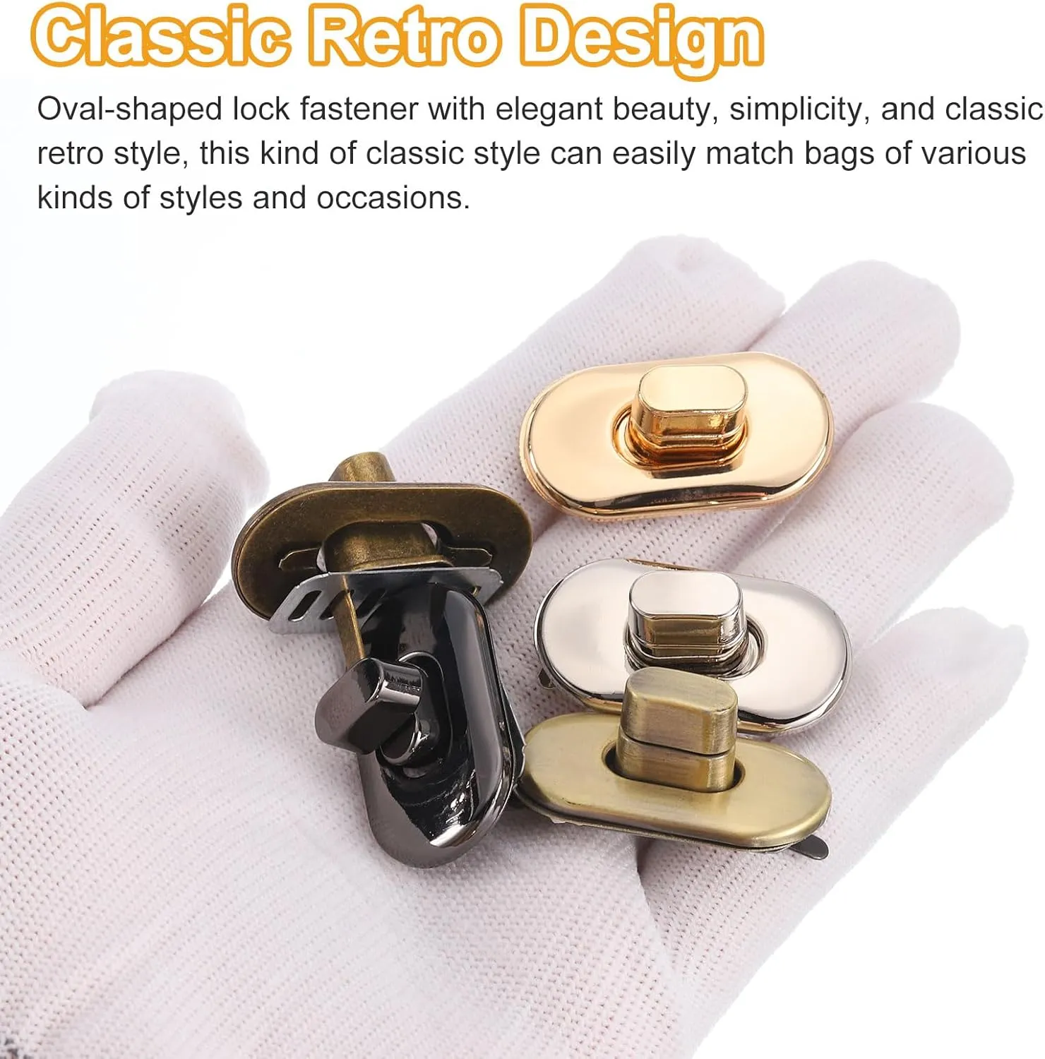 uxcell 15pcs Turn Lock Clasp, Alloy Purse Closures Oval Twist Lock Fasteners Bag Hardware Accessories for Leather DIY Handbag Wallet Craft, Black