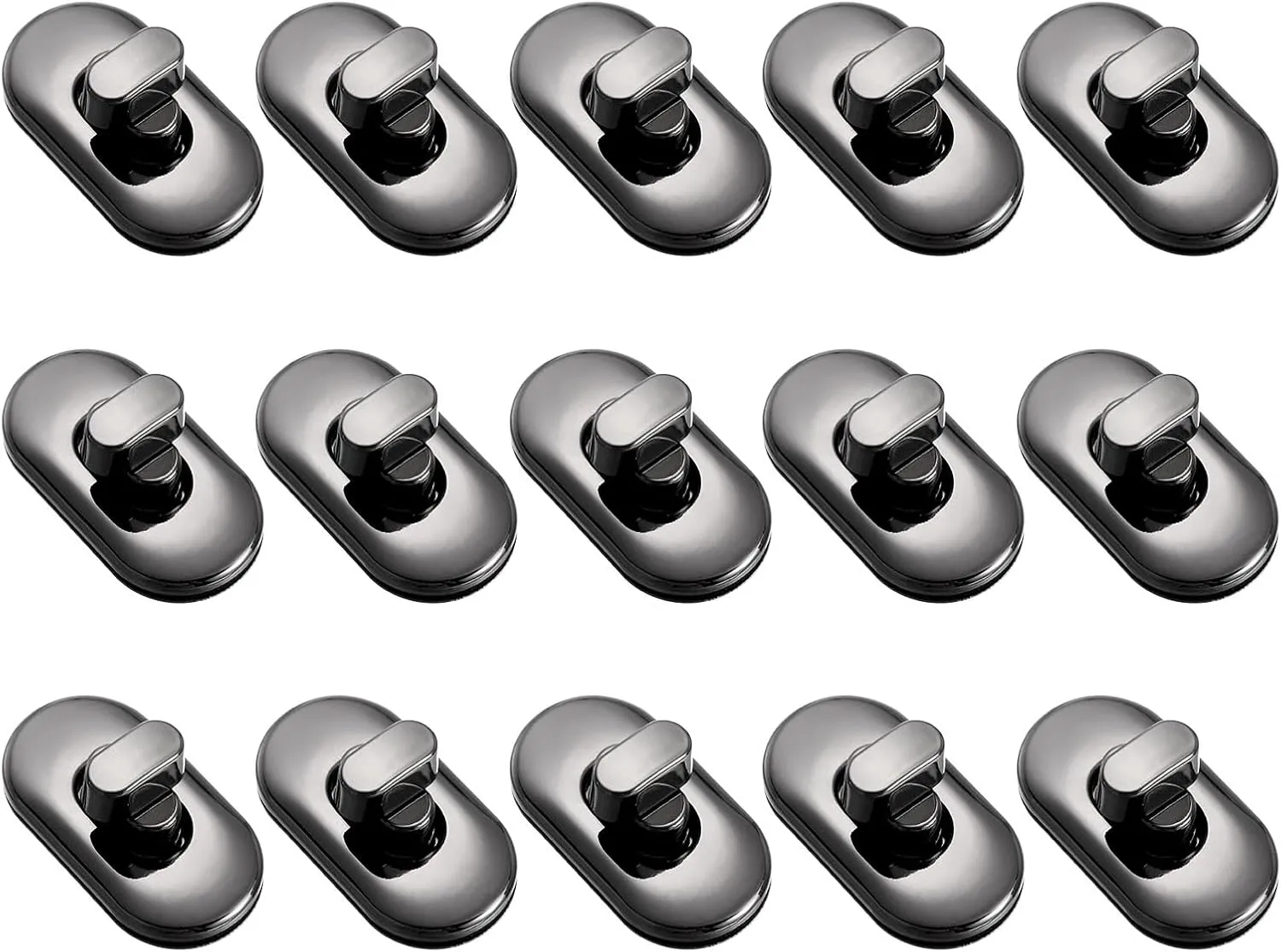 uxcell 15pcs Turn Lock Clasp, Alloy Purse Closures Oval Twist Lock Fasteners Bag Hardware Accessories for Leather DIY Handbag Wallet Craft, Black