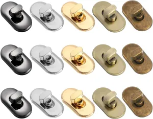 uxcell 15pcs Turn Lock Clasp, Alloy Purse Closures Oval Twist Lock Fasteners Bag Hardware Accessories for Leather DIY Handbag Wallet Craft, Multicolor