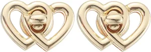 uxcell 2Pcs Twist Turn Lock Clasp, 1.46" x 0.98" Closures Lock Fasteners for Purse Aluminum Alloy Double Heart Bag Closure Clip Hardware Accessories for DIY Handbag Craft, Light Gold