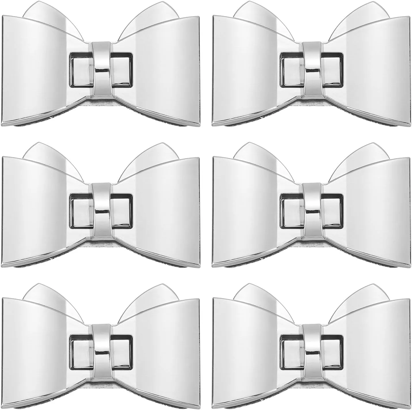 uxcell 6Pcs Twist Turn Lock Clasp, 2.36" x 1.5" Closures Lock Fasteners for Purse Aluminum Alloy Bowknot Bag Closure Clip Hardware Accessories for DIY Handbag Craft, Silver