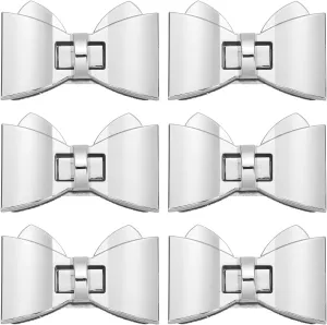 uxcell 6Pcs Twist Turn Lock Clasp, 2.36" x 1.5" Closures Lock Fasteners for Purse Aluminum Alloy Bowknot Bag Closure Clip Hardware Accessories for DIY Handbag Craft, Silver