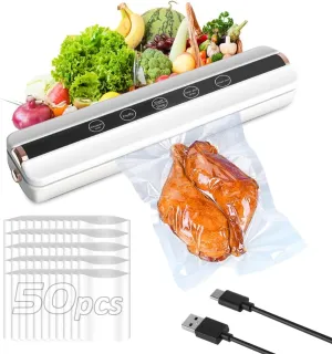 vacuum sealing machine, household kitchen food preservation machine, automatic vacuum extraction, wet and dry use, comes with 50 vacuum bags, suitable for household and outdoor camping food storage