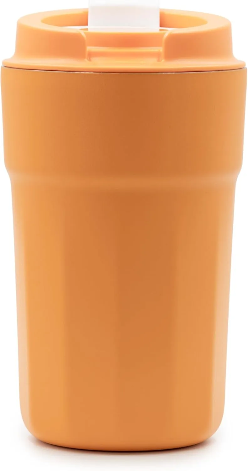 Vapur Flip Top Lid All Purpose Reusable Insulated Tumbler Cup, Keeps Drinks Cold or Hot, Hydration On The Go, Ideal for Traveling, Fits in Cup Holder, 12 Ounce, Apricot, Pack of 1