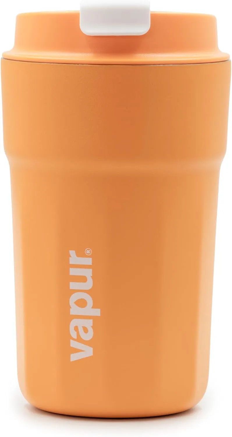 Vapur Flip Top Lid All Purpose Reusable Insulated Tumbler Cup, Keeps Drinks Cold or Hot, Hydration On The Go, Ideal for Traveling, Fits in Cup Holder, 12 Ounce, Apricot, Pack of 1