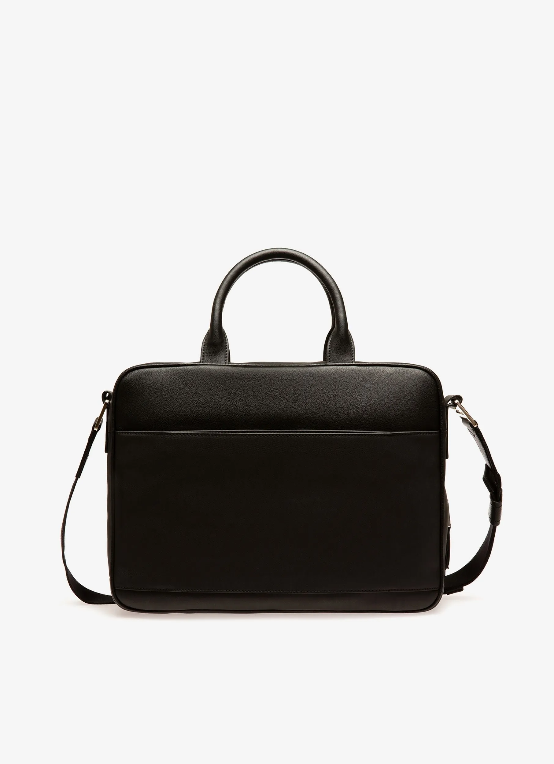 Vaud Cotton Mix & Leather Business Bag In Black