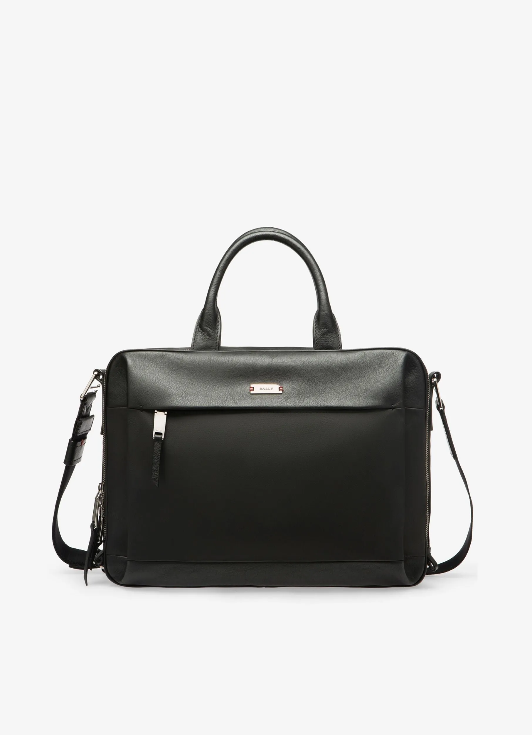 Vaud Cotton Mix & Leather Business Bag In Black