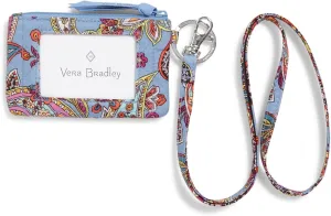 Vera Bradley Women's Cotton Zip Id Case and Lanyard Combo, Provence Paisley, One Size