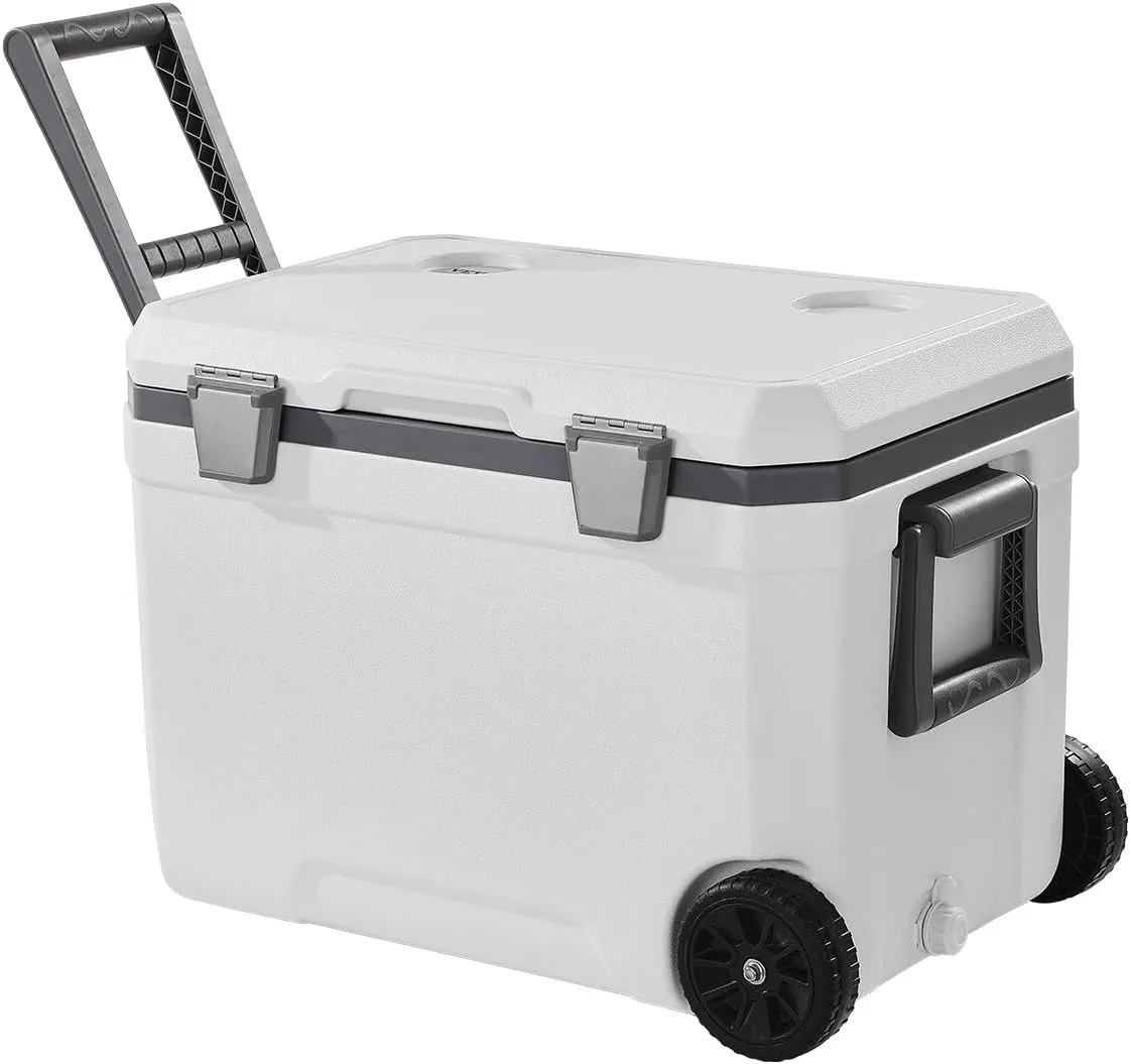 VEVOR Ultra-Light Hard Cooler, Ice Retention Cooler with Heavy Duty Handle, Ice Chest Lunch Box for Camping, Travel, Outdoor, Keeps Cool for up to 6 Days, 30% Lighter Than Rotomolded Coolers