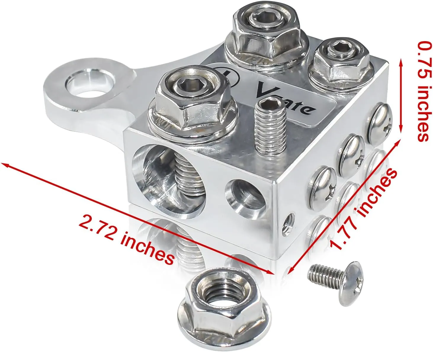 Vgate 12-Way Lead-Acid or Lithium Battery Distribution Block, Multi-Size Terminal Connectors with Bolt Down Ends or Threaded Studs, M10 or 3/8”-16