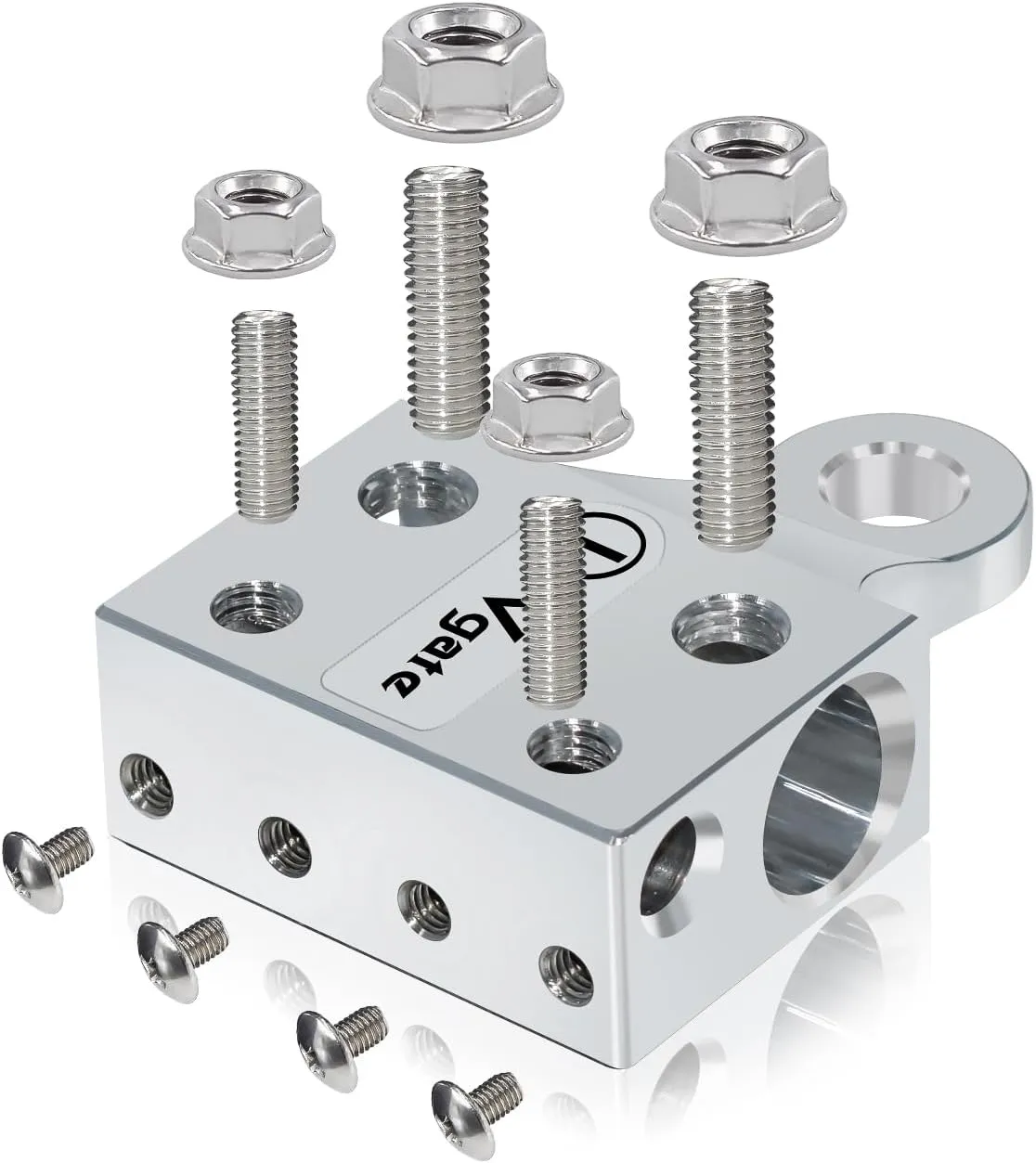Vgate 12-Way Lead-Acid or Lithium Battery Distribution Block, Multi-Size Terminal Connectors with Bolt Down Ends or Threaded Studs, M10 or 3/8”-16