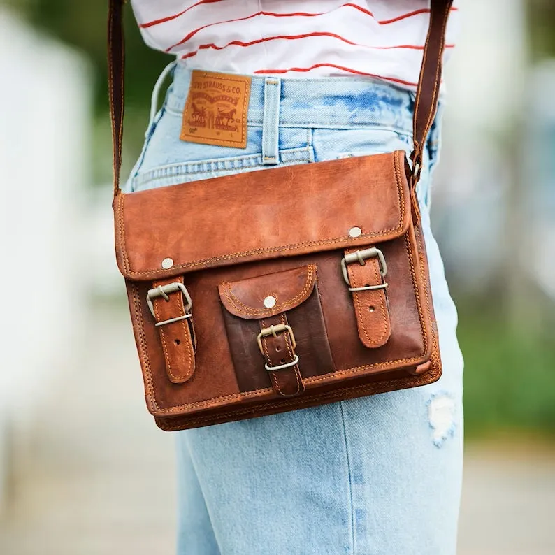 Vintage Style Women's Handmade Leather Satchel Bag