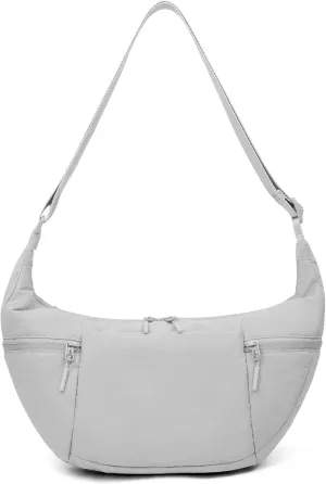 VONAL Nylon Crossbody Bag for Women, Lightweight Shoulder Purse with Zipper, Trendy Crescent Sling Bag with Adjustable Stap