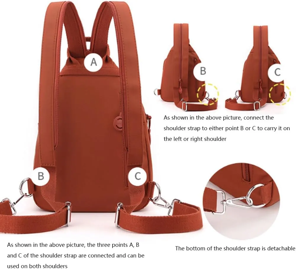 Vovtva Street Lite Chic Versatile Travel Bag, Adjustable Strap Backpack Chest Bags Double Zipper Large Capacity (B)
