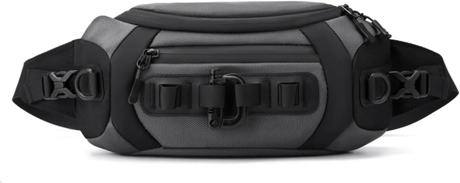 Waist Fanny Pack Casual Sling Bag Sport Bumbags for Women Men Chest Crossbody Bags Cover Pack for Hiking Cycling Travelling Outdoor Gym Business Nylon Shoulder Pouch Grey