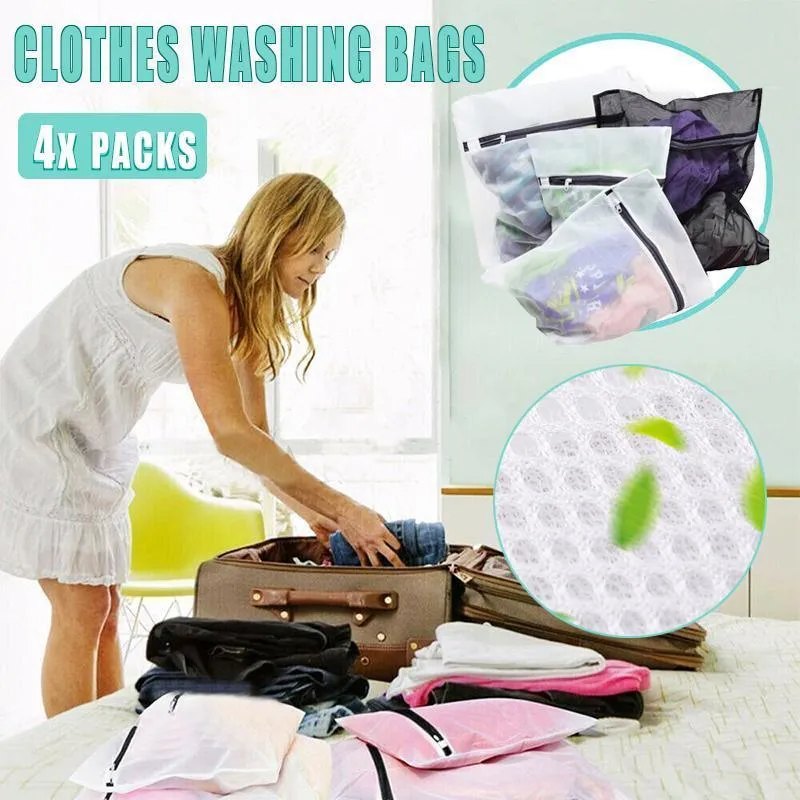 Washing Bags 4PCS Polyester Black/White