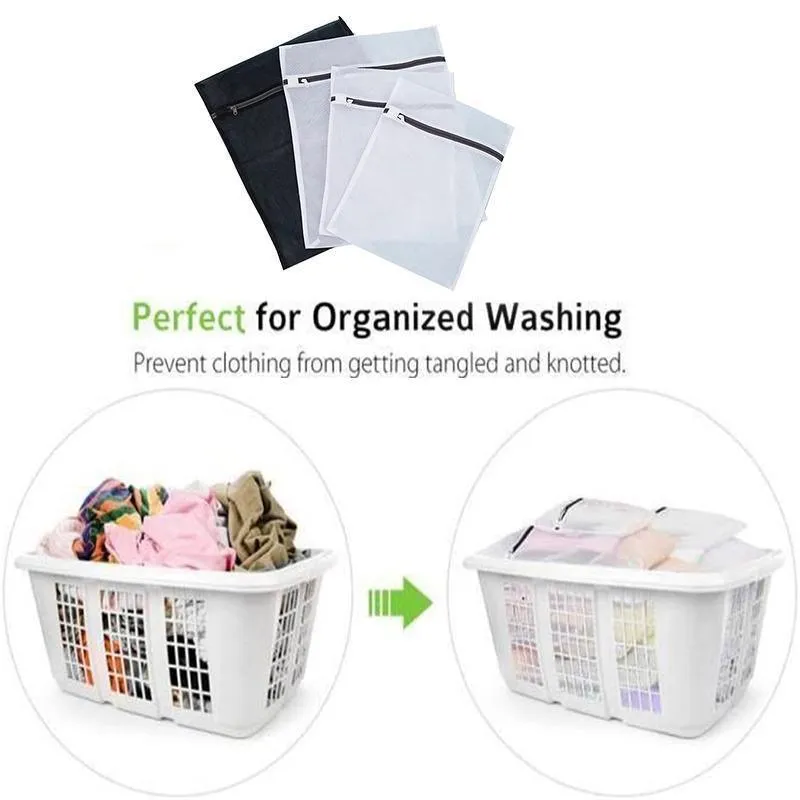 Washing Bags 4PCS Polyester Black/White