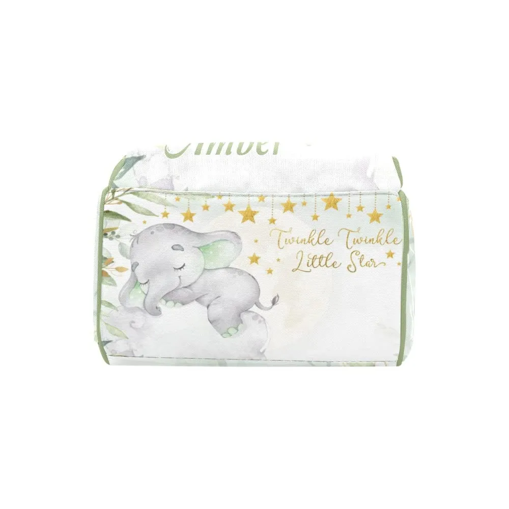 Watercolor Leaf Cute Elephant Diaper Bags Backpack with Name Personalized Baby Bag Nursing Nappy Bag Travel Tote Bag Gifts
