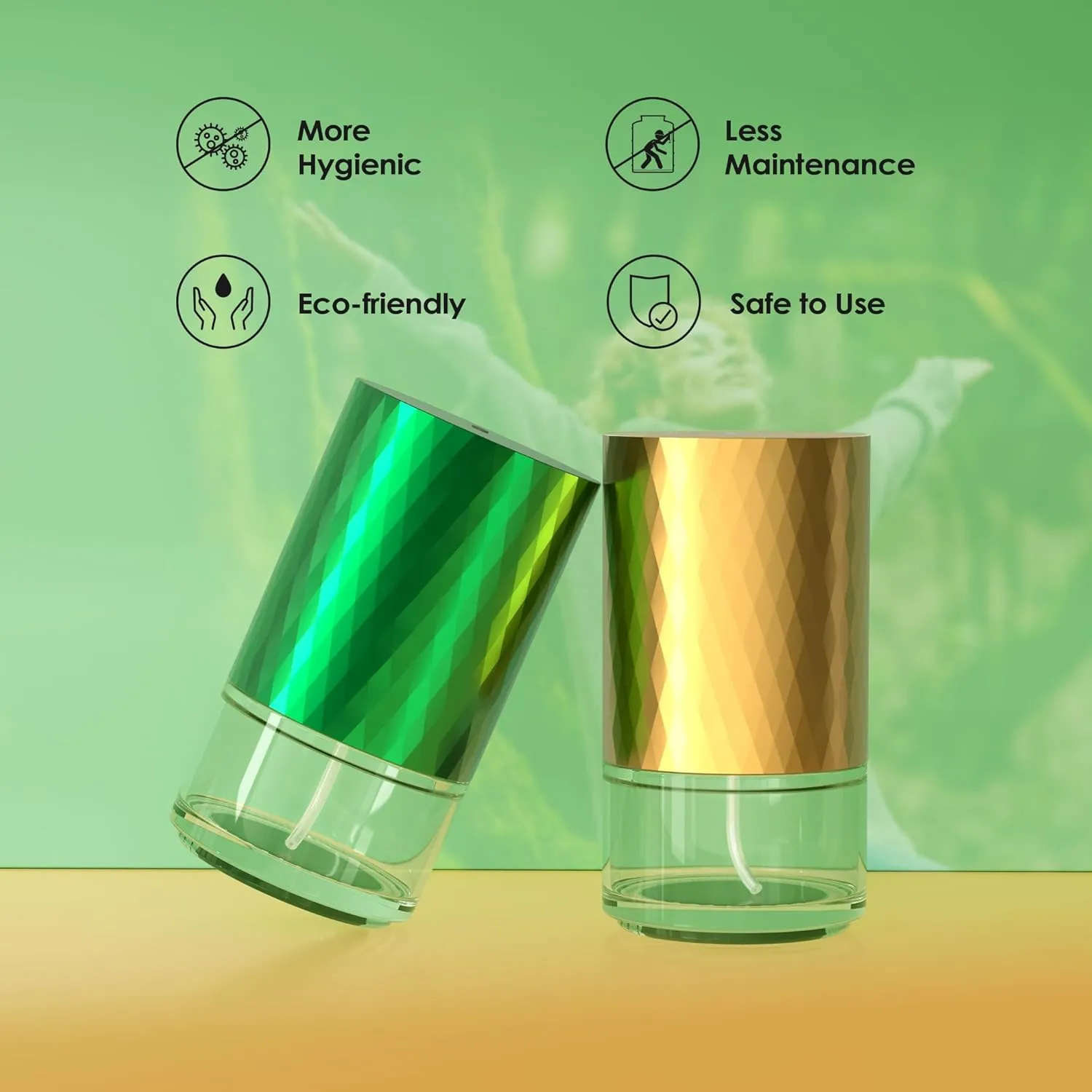 Waterless Diffuser Essential Oil 100mL Capacity Scent Air Machine for Home Aromatherapy Nebulizer Premium Metal Battery Operated 3 Mist Settings Timers Color Light AN3 Lime
