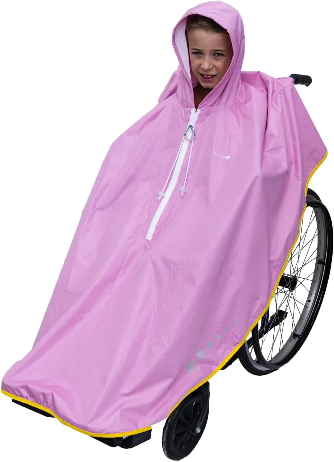 Waterproof Poncho for Children's Wheelchair – Children's Raincoat – Rain Cape for Wheelchair – Italian Design Poncho (Pink)