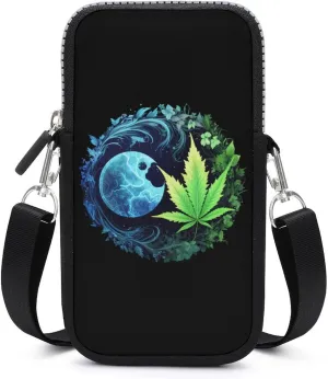 Weed Crossbody Phone Bag Portable Cellphone Purse Card Holder Wallet Shoulder Bag