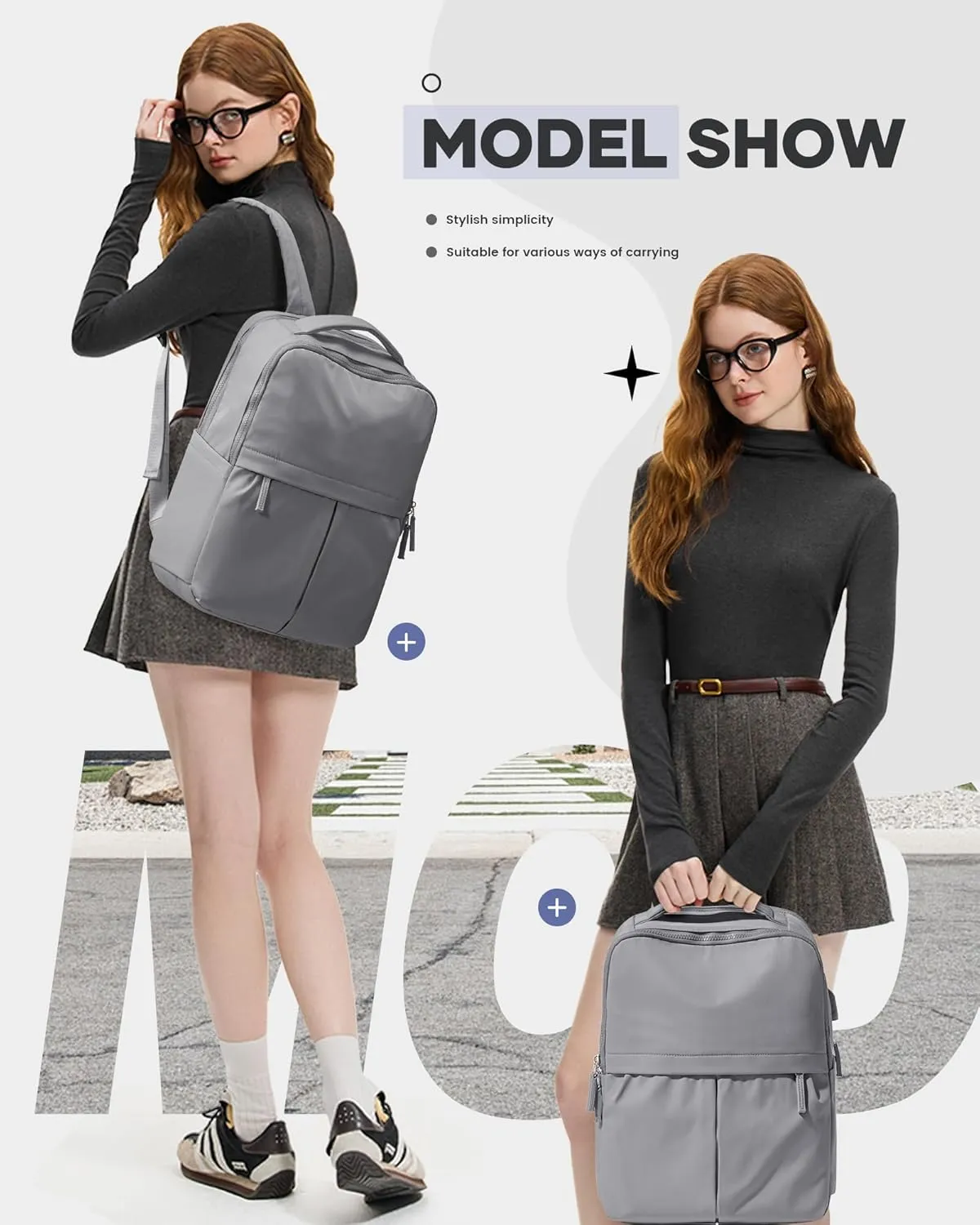 wepadre Laptop Backpack For Women Travel Backpack Carry On Flight Approved Personal Item Travel Bag Gym Backpack For Women Aesthetic College Backpack With Laptop Compartment Grey