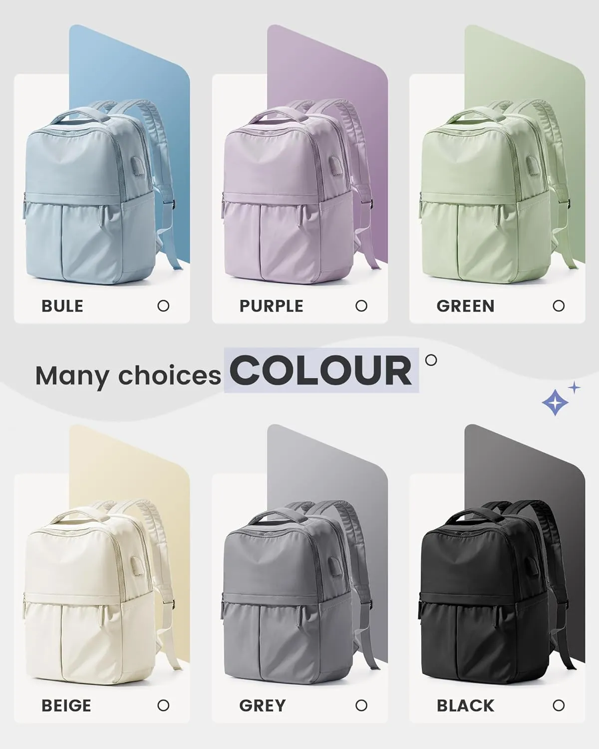 wepadre Laptop Backpack For Women Travel Backpack Carry On Flight Approved Personal Item Travel Bag Gym Backpack For Women Aesthetic College Backpack With Laptop Compartment Grey