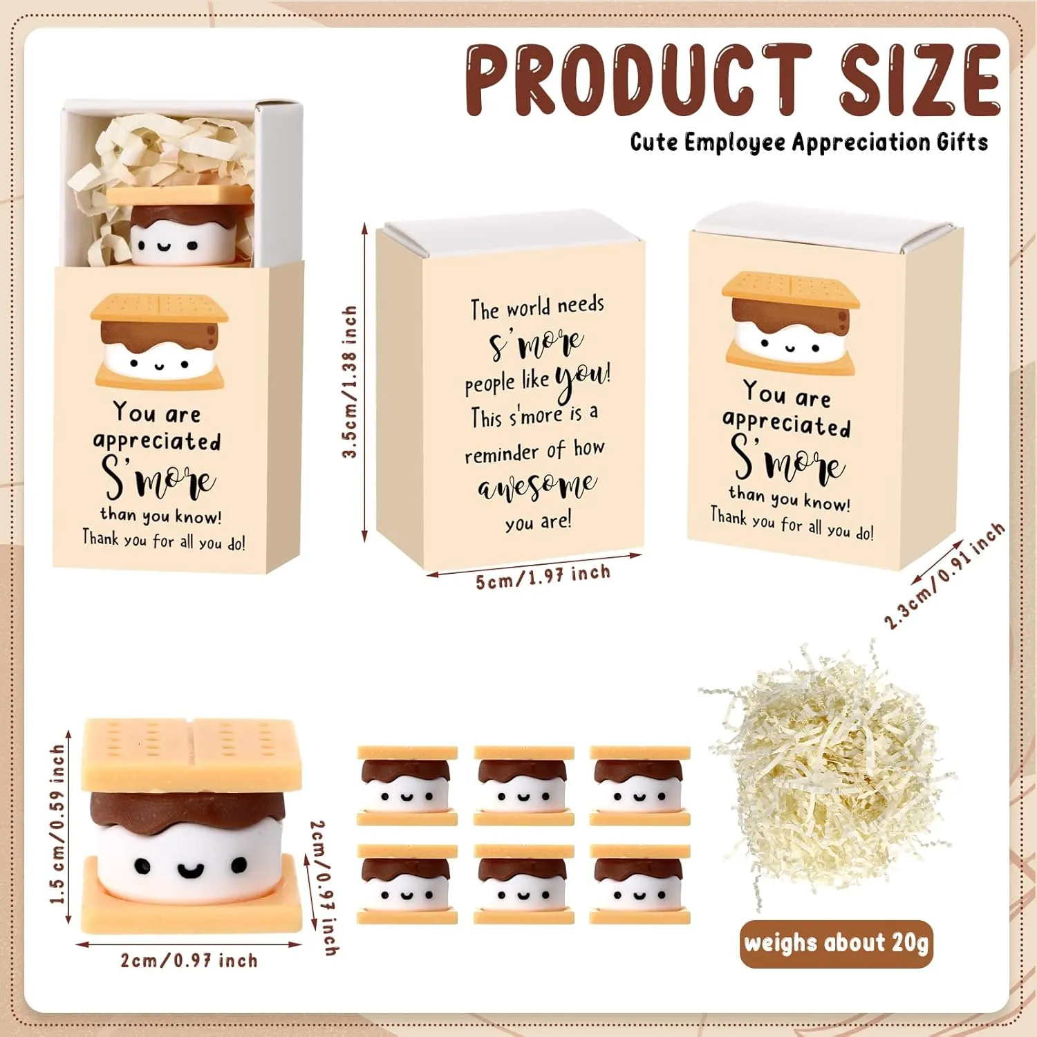 Wettarn 12 Sets S'More Appreciation Gifts Bulk Marshmallow with Box Party Favors Graduation Smore End of The School Year Thank You Gift for Teacher Employee Nurse Coworkers Staff Team Students Group