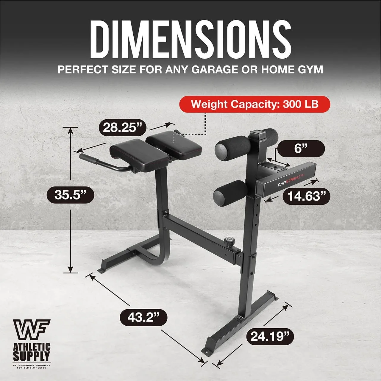 WF Athletic Supply 45/90 Degree Strength Roman Chair with Handle, Adjustable Hyperextension Ab Bench Multi-Functional Back Machines, Muscle Strength Training Fitness Weight Bench for Full Body Workout