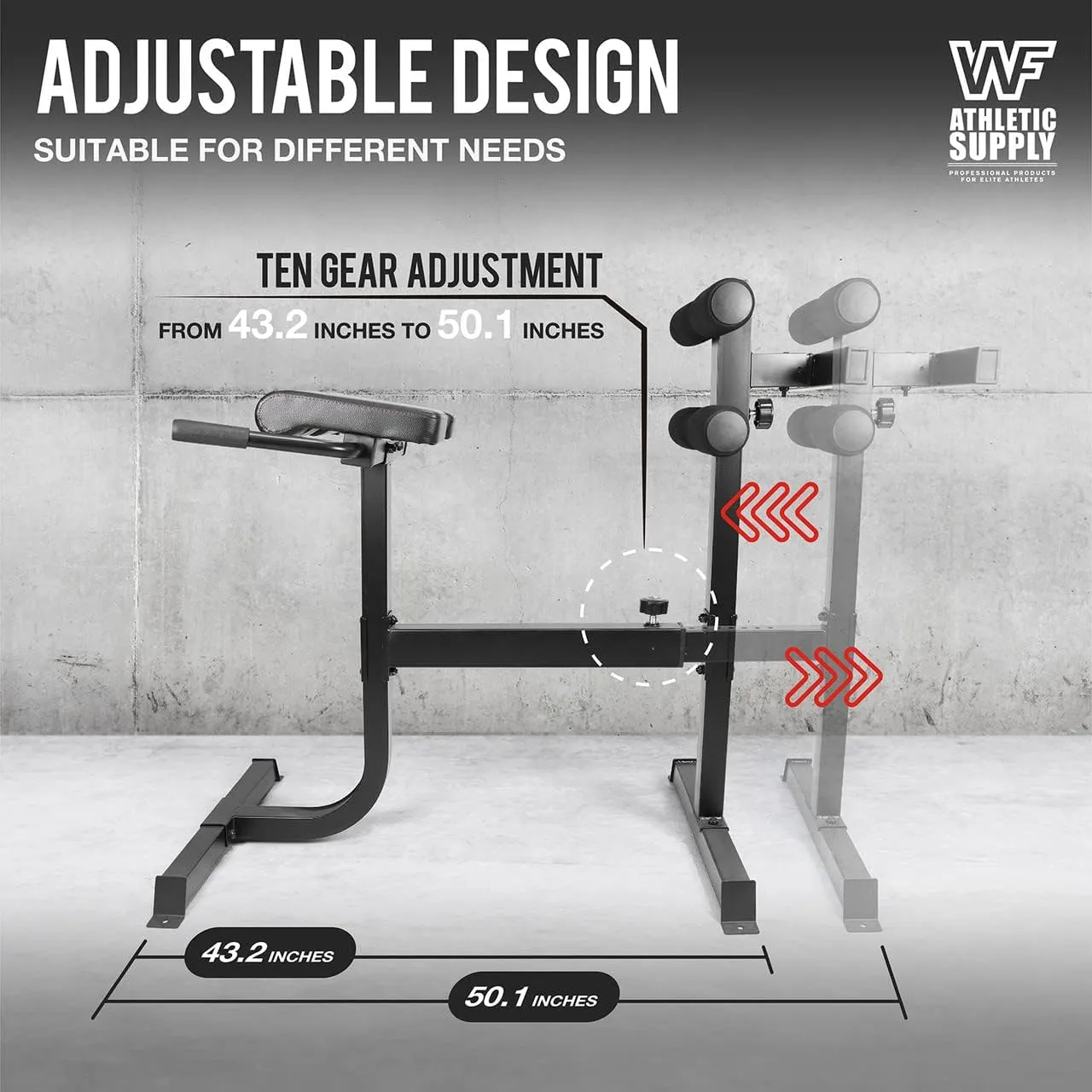 WF Athletic Supply 45/90 Degree Strength Roman Chair with Handle, Adjustable Hyperextension Ab Bench Multi-Functional Back Machines, Muscle Strength Training Fitness Weight Bench for Full Body Workout