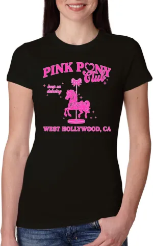 Wild Bobby Pink Pony Club West Hollywood California Logo | Fan Lyrics Music Concert Merch Womens Slim Fit Junior Tee