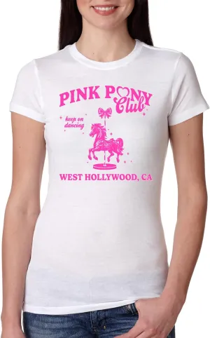Wild Bobby Pink Pony Club West Hollywood California Logo | Fan Lyrics Music Concert Merch Womens Slim Fit Junior Tee