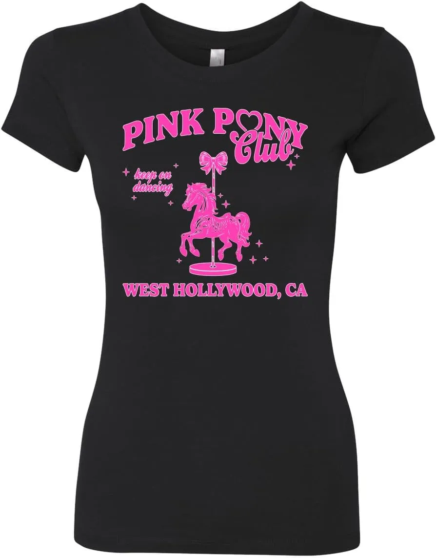 Wild Bobby Pink Pony Club West Hollywood California Logo | Fan Lyrics Music Concert Merch Womens Slim Fit Junior Tee