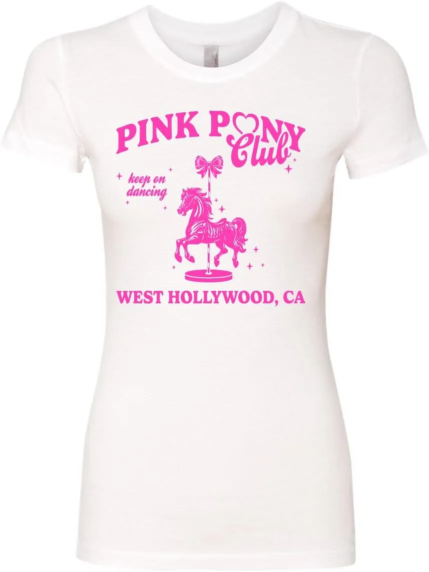 Wild Bobby Pink Pony Club West Hollywood California Logo | Fan Lyrics Music Concert Merch Womens Slim Fit Junior Tee